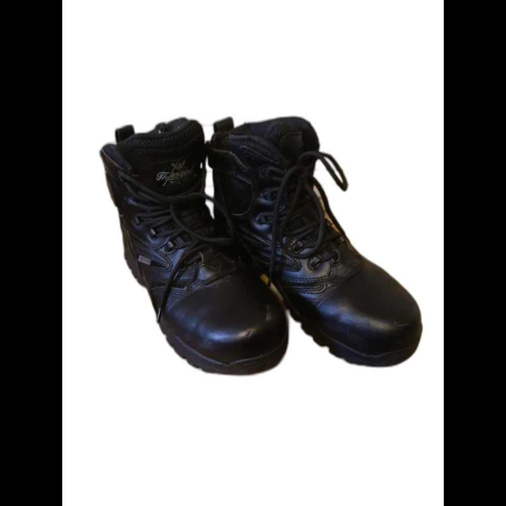 Thorogood Mens 8.5 Tactical Black Leather Boots 6in Waterproof Side Zip